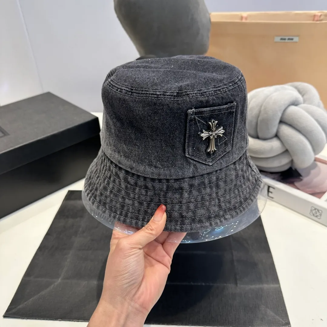 P70 Croxin spring and summer new denim fisherman hat, retro old street style, washed and torn edges, perfect for taking photos👑